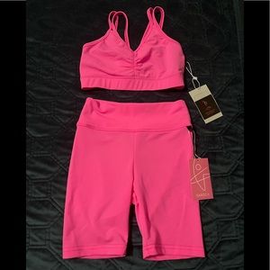 Olanno Daroch Tenacity Top and Align Bikers in Barbie Pink size 10! - NWT